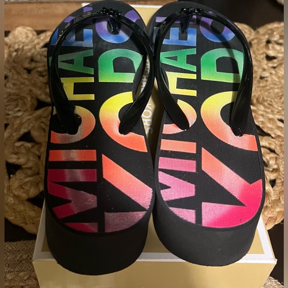 Michael Kors Bedford Wedge Rainbow Flip Flop - Picture 3 of 7